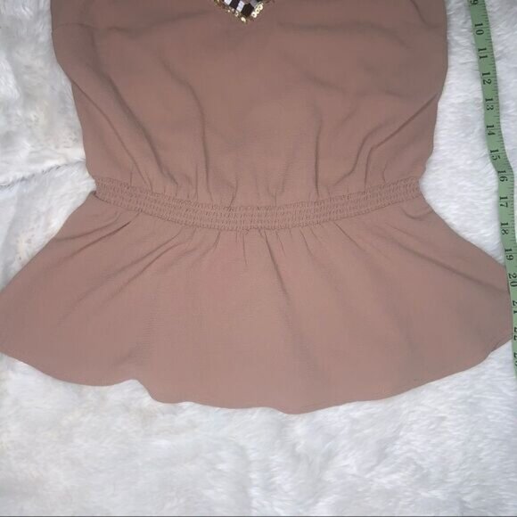 Sz Small Pink Nude Halter Top with Sequins/Stripes - Picture 11 of 15